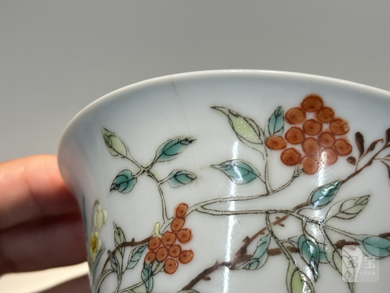清宣统 粉彩花鸟纹碗 - 图5